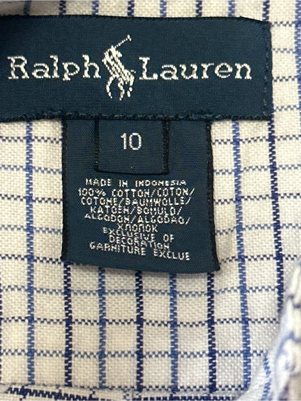 Classic Boys Ralph Lauren Button-Down Check Shirt - White with Navy Grid